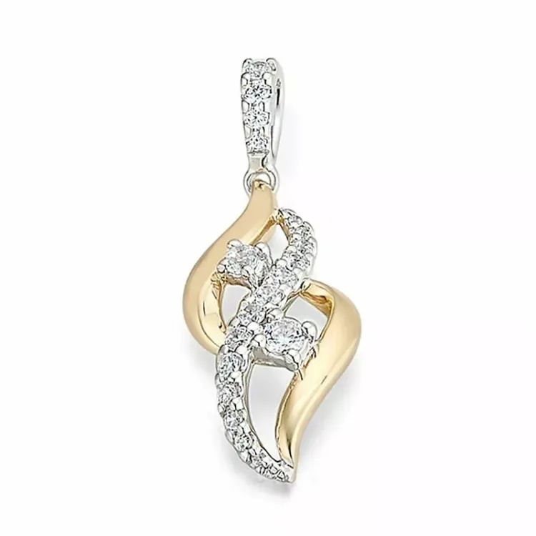 abstrakt diamantberlocker i 14  carat guld- och vitguld 0,25 ct