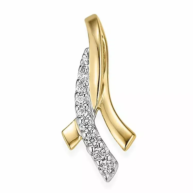 abstrakt diamant hängen i 14  carat guld- och vitguld 0,05 ct