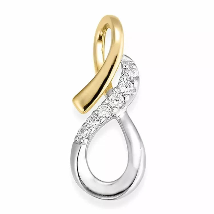 diamant hängen i 14  carat guld- och vitguld 0,074 ct