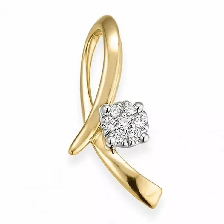 diamant hängen i 14 carat guld- och vitguld 0,051 ct