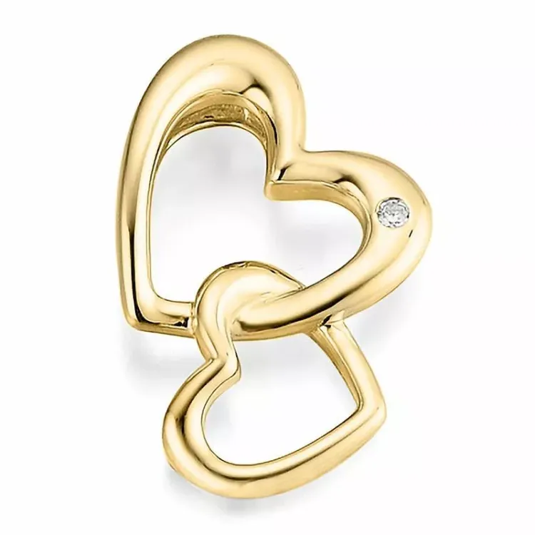 hjärta diamantberlocker i 14 carat guld 0,01 ct