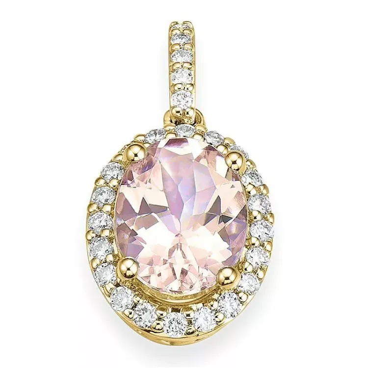 Ovalt morganit hängen i 14 carat guld 0,165 ct