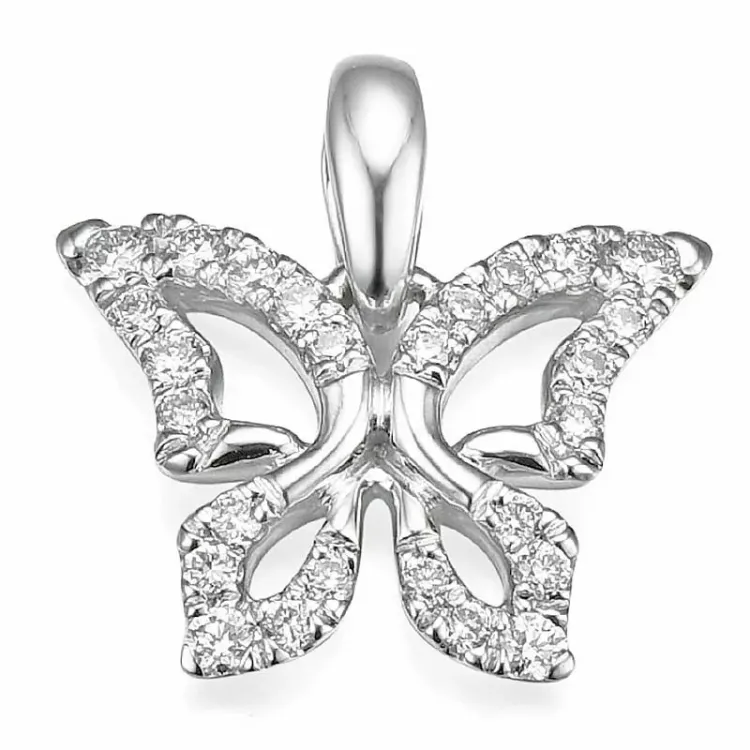fjärilar diamant hängen i 14 carat vitguld 0,134 ct