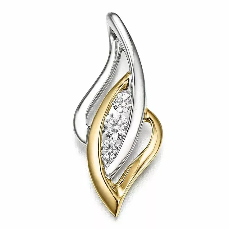 Abstrakt diamant hängen i 14 carat guld- och vitguld 0,10 ct