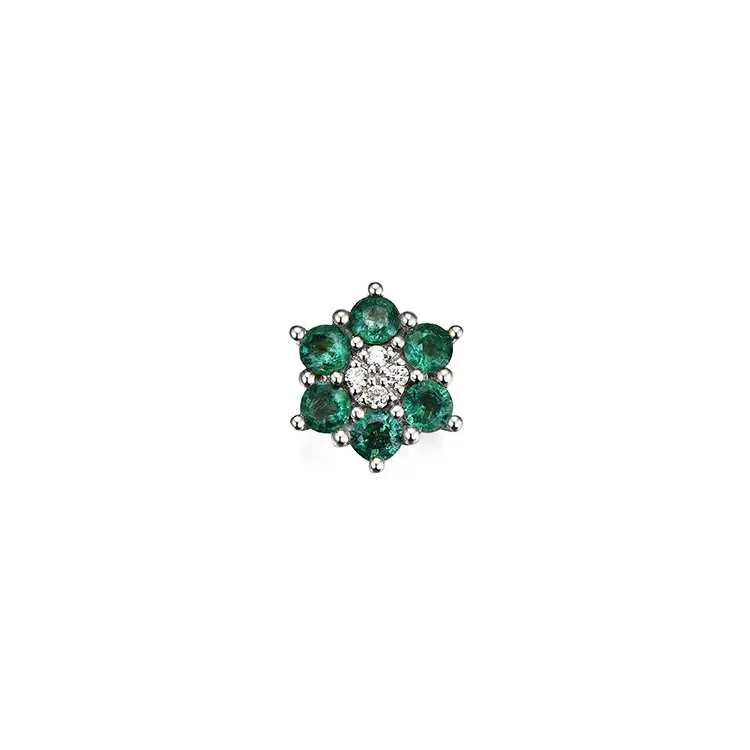 smaragd diamantberlocker i 14 carat vitguld 0,86 ct 0,04 ct