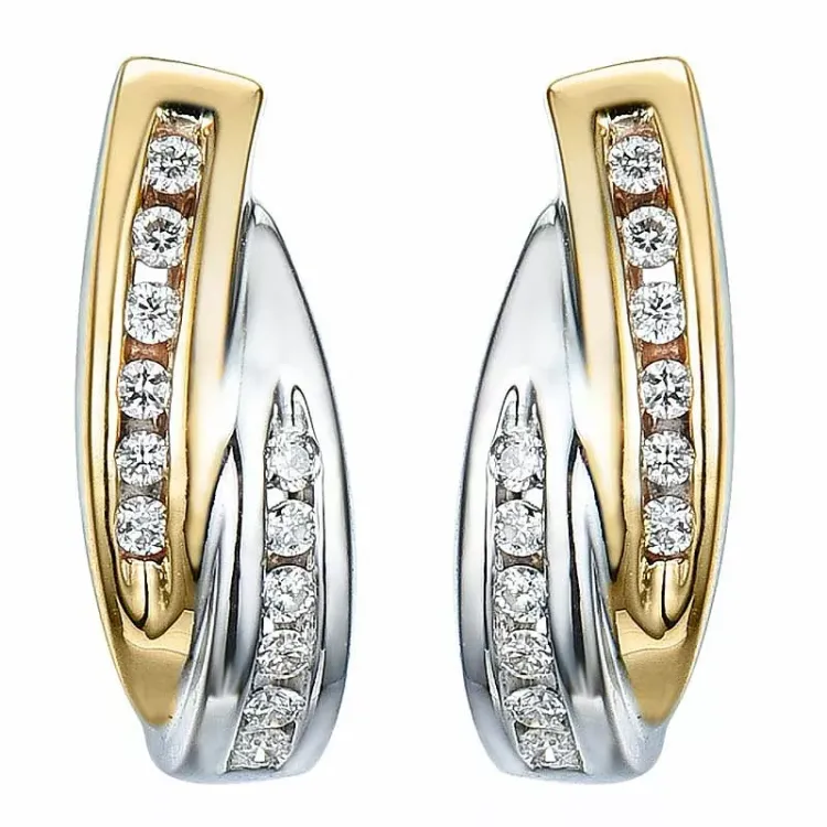 diamant halvcreol i 14 karat guld och vitguld med diamant