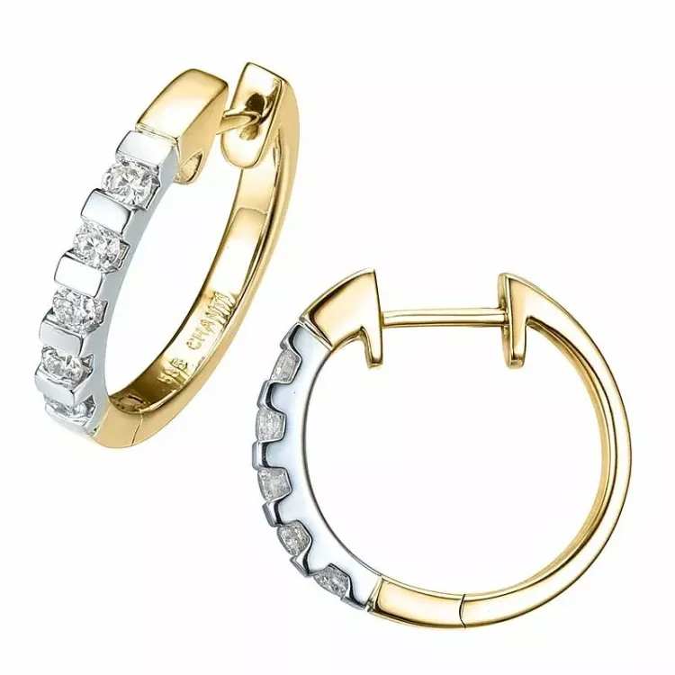 16 mm diamant creol i 14 karat guld och vitguld med diamant