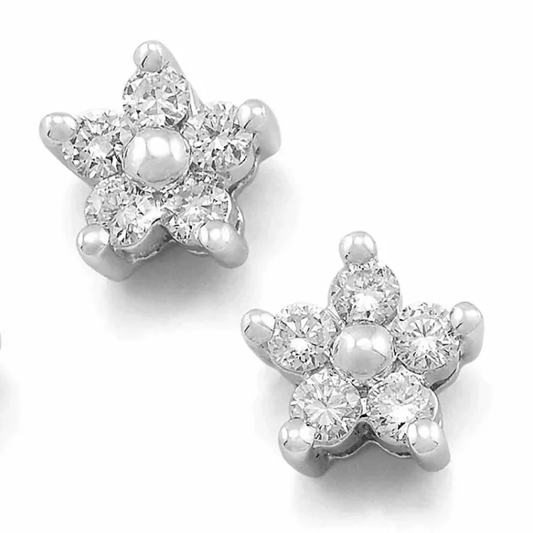 blommor diamant örhängestift i 14 karat vitguld med diamant 