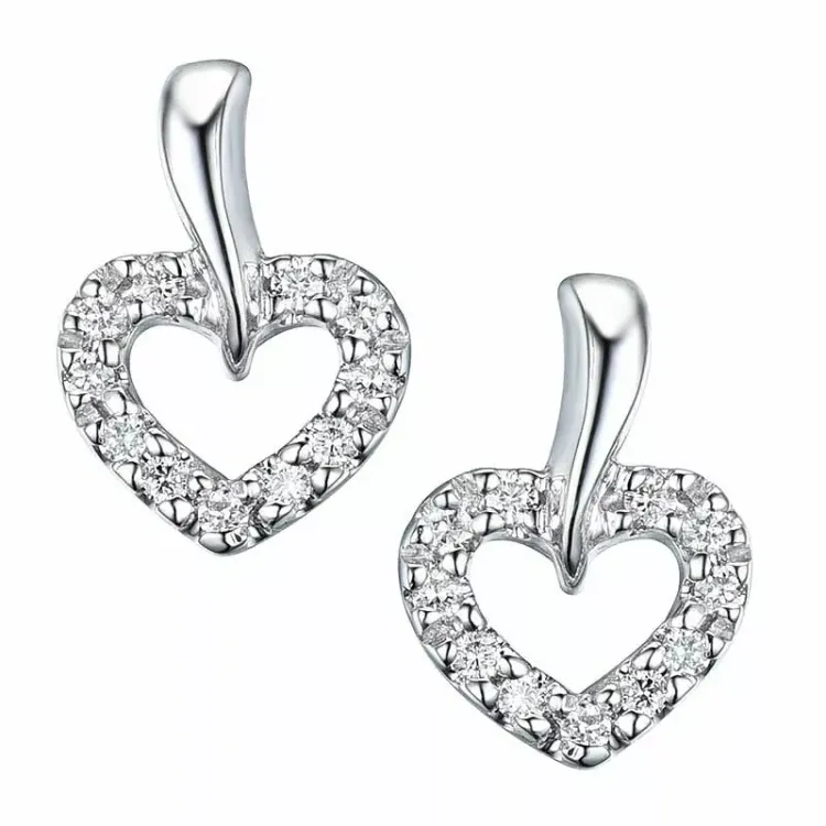 hjärta diamant örhängestift i 14 karat vitguld med diamant