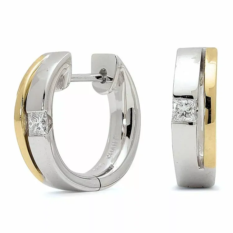 13 mm diamant creol i 14 karat guld och vitguld med diamant