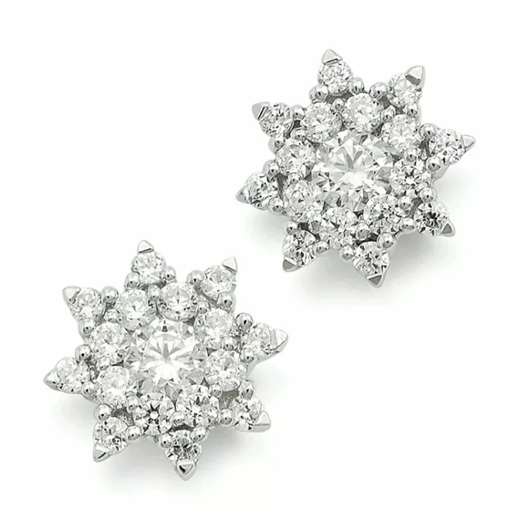 blommor diamantörhängen i 14 karat vitguld med diamant 