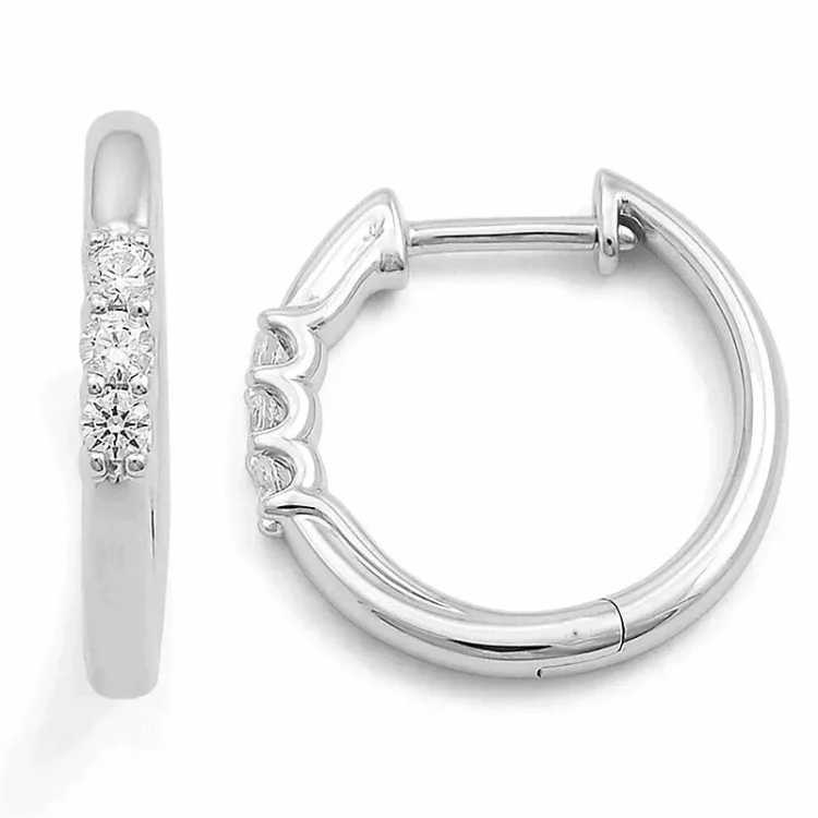 16 mm diamant creol i 14 karat vitguld med diamant
