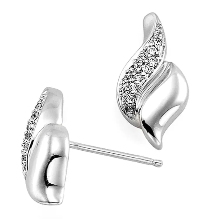 diamant örhängestift i 14 karat vitguld med diamant 