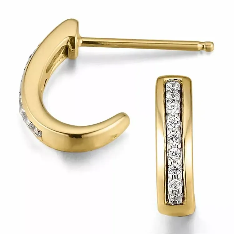 12 mm vita diamant halvcreol i 14 karat guld med diamanter