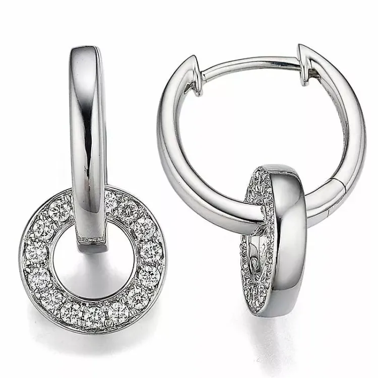 18 mm diamant creol i 14 karat vitguld med diamanter