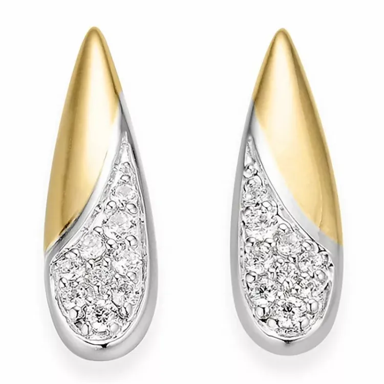 Droppe diamant örhängen i 14 karat guld och vitguld med diamanter