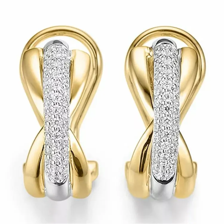 diamant örhängen i 14 karat guld och vitguld med diamant 