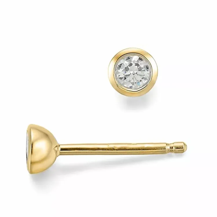 runda diamant solitäreörhängestift i 14 karat guld med diamant