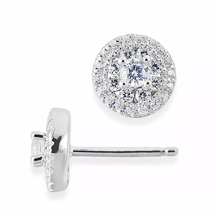 runda diamantörhängen i 14 karat vitguld med diamant och diamant