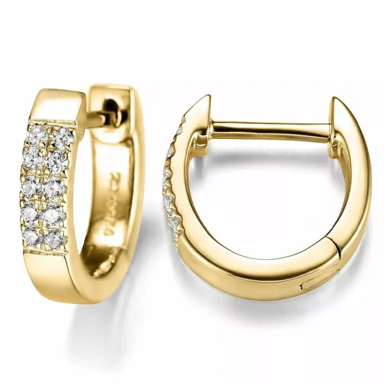 12 mm diamant creol i 14 karat guld med diamant 
