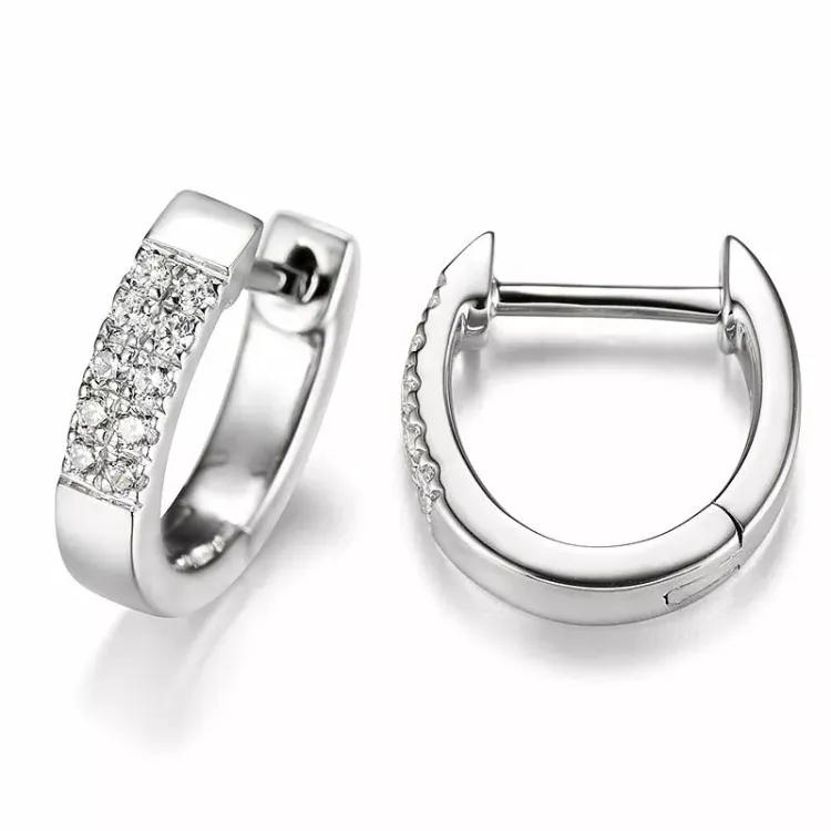 12 mm diamant creol i 14 karat vitguld med diamanter 