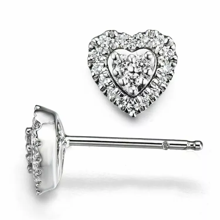 Hjärta diamantörhängen i 14 karat vitguld med diamanter