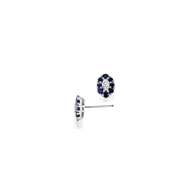 ovala safir diamantörhängen i 14 karat vitguld med safir och diamant 