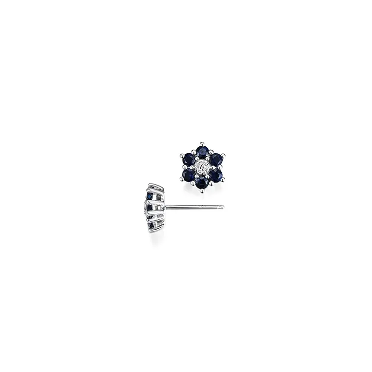 blommor safir briljiantöronringar i 14 karat vitguld med diamant och safir 