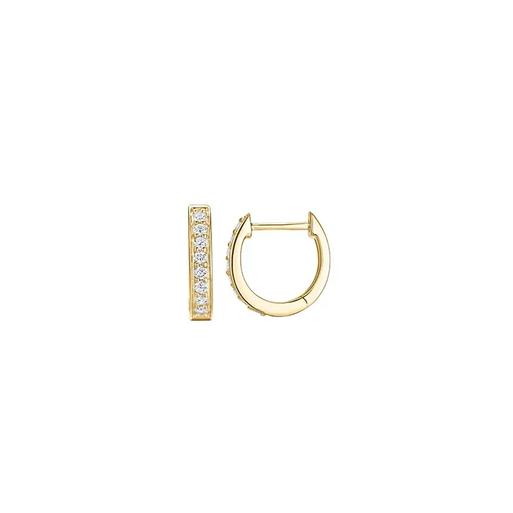 12 mm diamant creol i 14 karat guld med diamant 