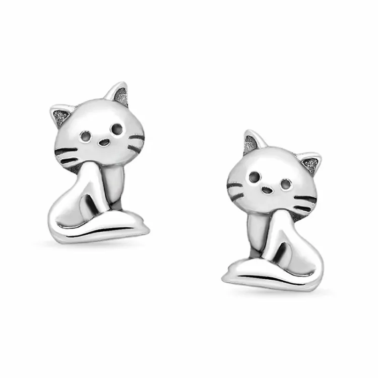 katter örhängestift i silver - Little Ones