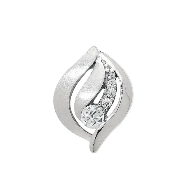 Abstrakt zirkon hängen i silver