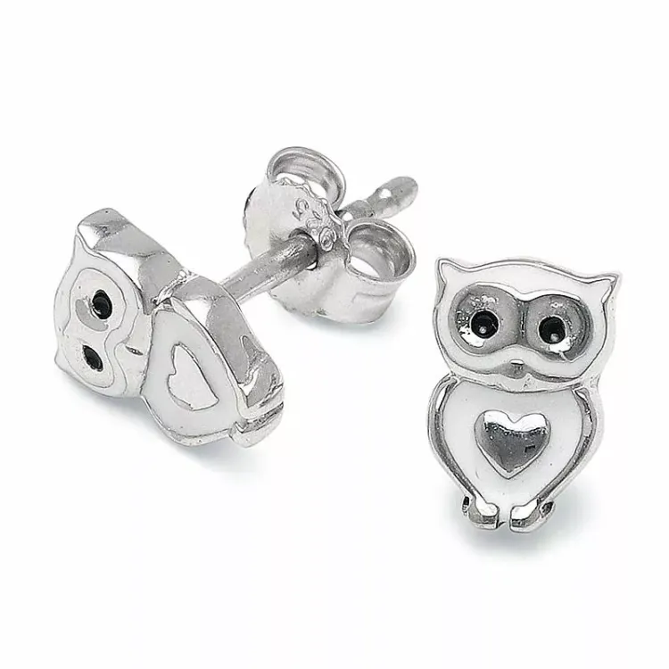 uggla örhängestift i silver - Little Ones