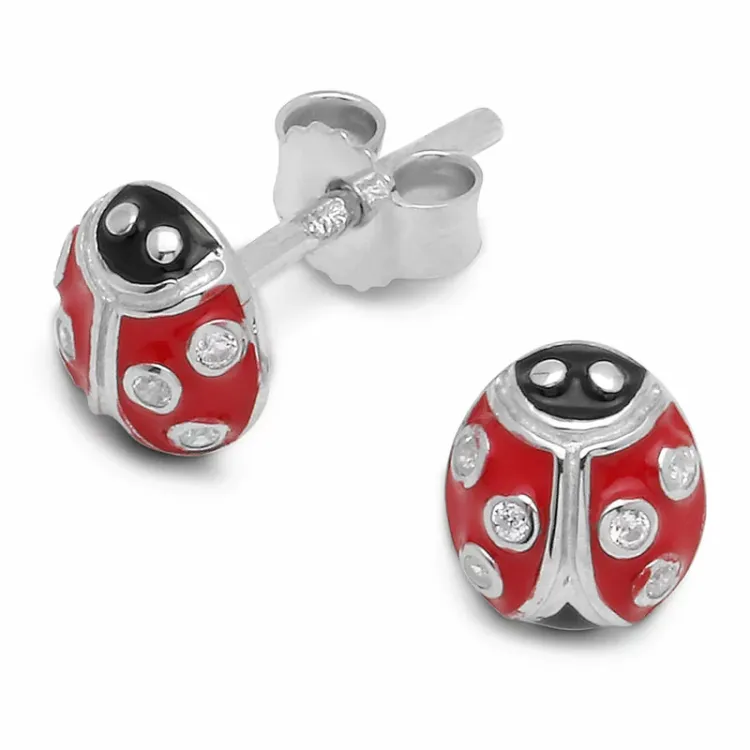 nyckelpiga örhängestift i silver - Little Ones