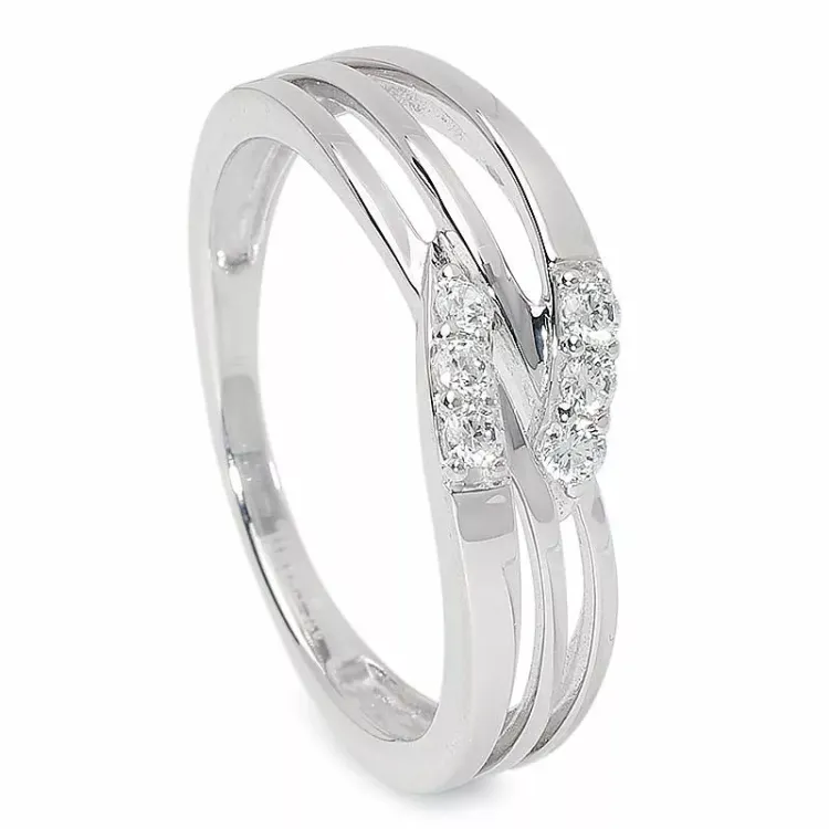 Bred vit zirkon ring i 9 karat vitguld