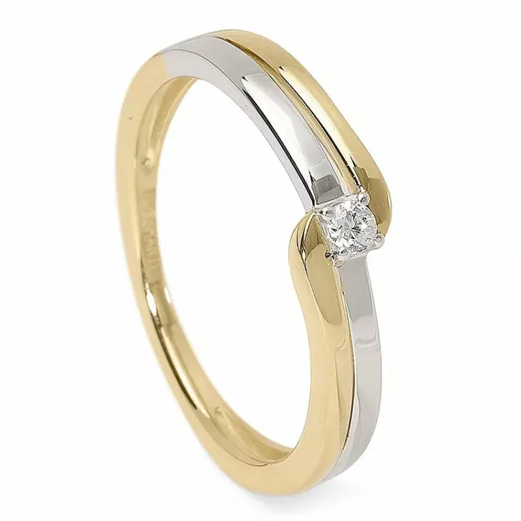 Blank zirkon ring i 9 karat guld och vitguld