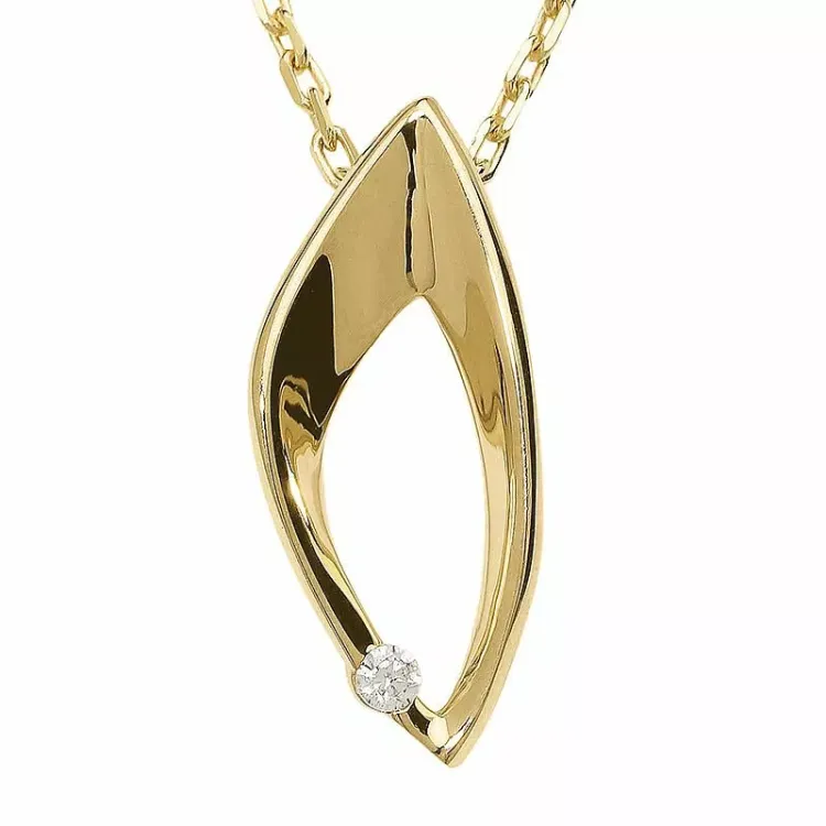 Blank zirkon guld hängen i 9 karat guld