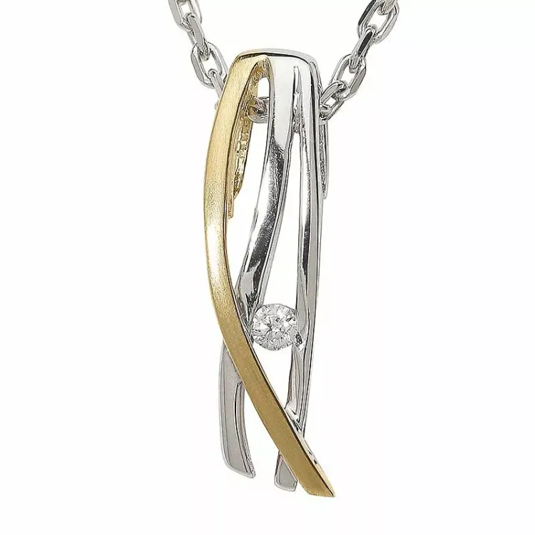 Blank zirkon guld hängen i 9 karat guld med rhodium