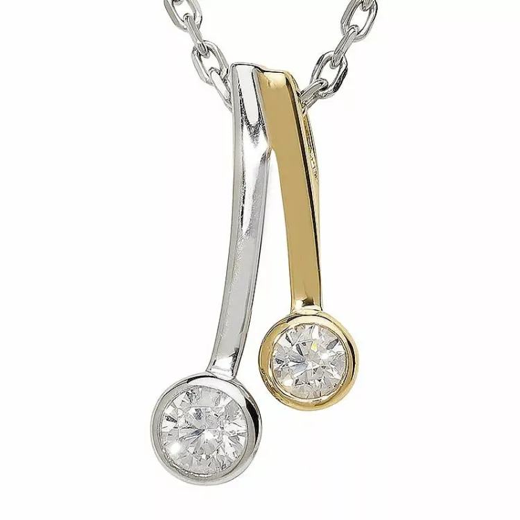 zirkon hängen i 9 karat guld med rhodium