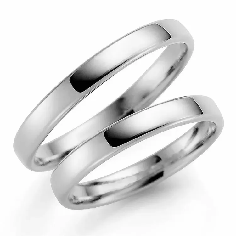 3 mm vigselsringar i 9 karat vitguld - set