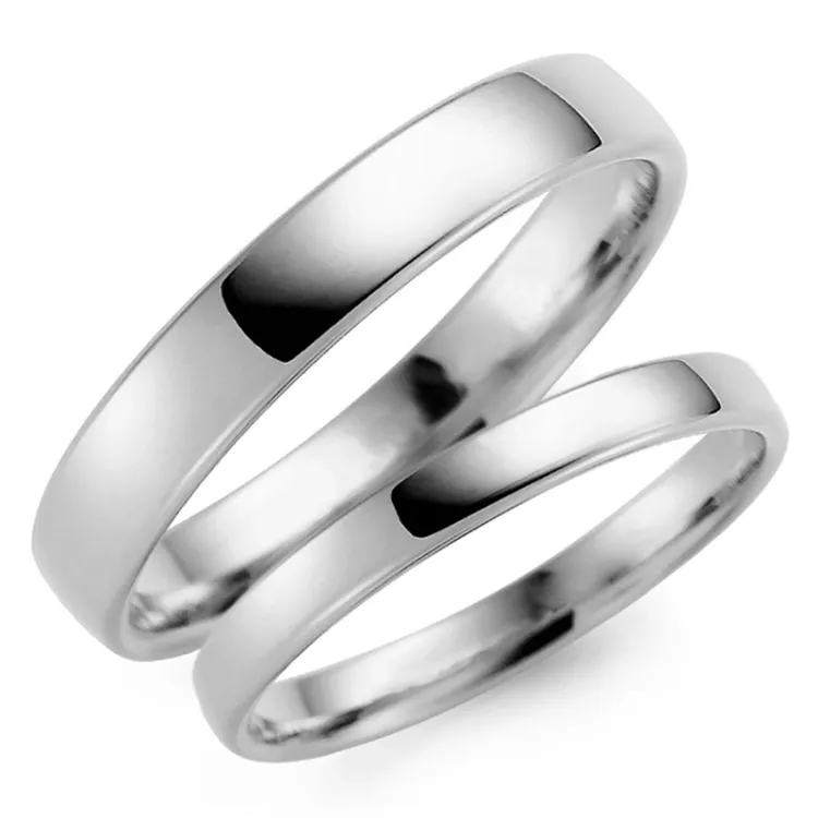 4 och 3 mm vigselsringar i 14  karat vitguld - set