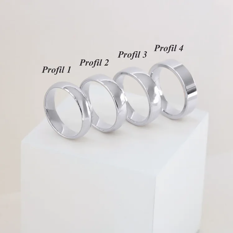5 och 4 mm vigselsringar i 14  karat vitguld - set