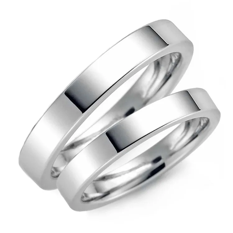 3 mm vigselsringar i 9 karat vitguld - set
