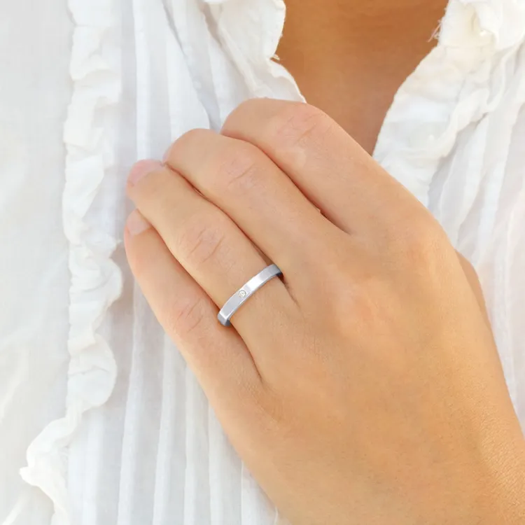 3 mm diamant vigselsringar i 9 karat vitguld - set