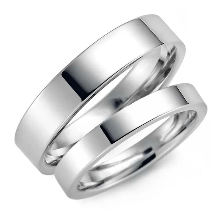 5 och 3 mm vigselsringar i 9 karat vitguld - set