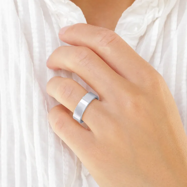 6 och 5 mm vigselsringar i 9 karat vitguld - set