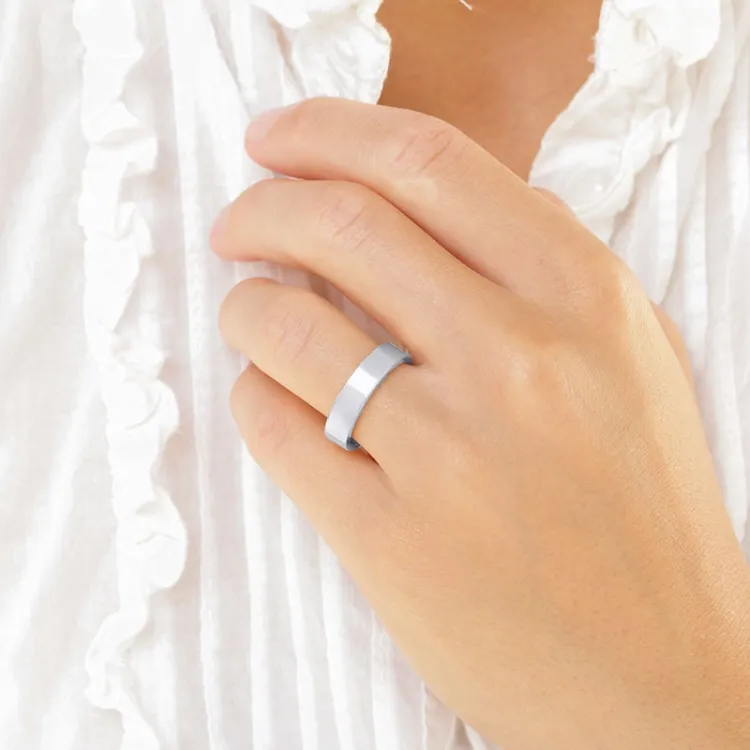 6 och 5 mm vigselsringar i 9 karat vitguld - set