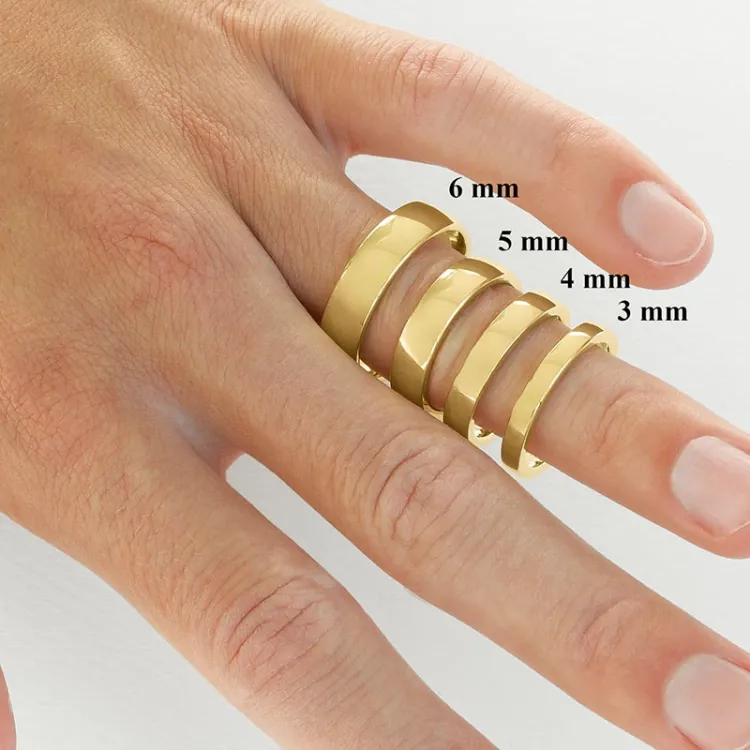 5 och 3 mm vigselsringar i 14  karat guld - set