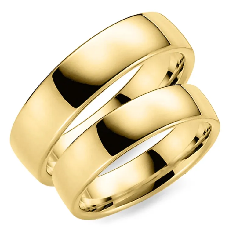 6 mm vigselsringar i 9 karat guld - set