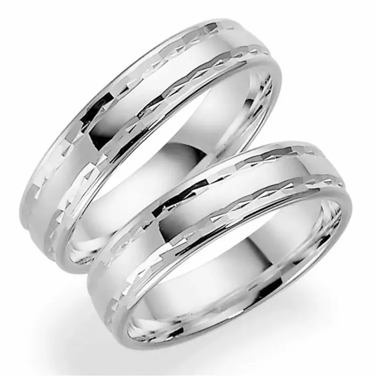 5 mm vigselsringar i 9 karat vitguld - set