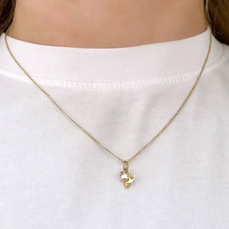 tro-hopp-kärlek zirkon hängen i 9 karat guld - Amoré